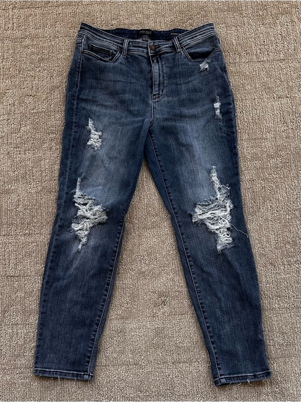 Judy Blue Dark Blue Distressed Skinny Jeans